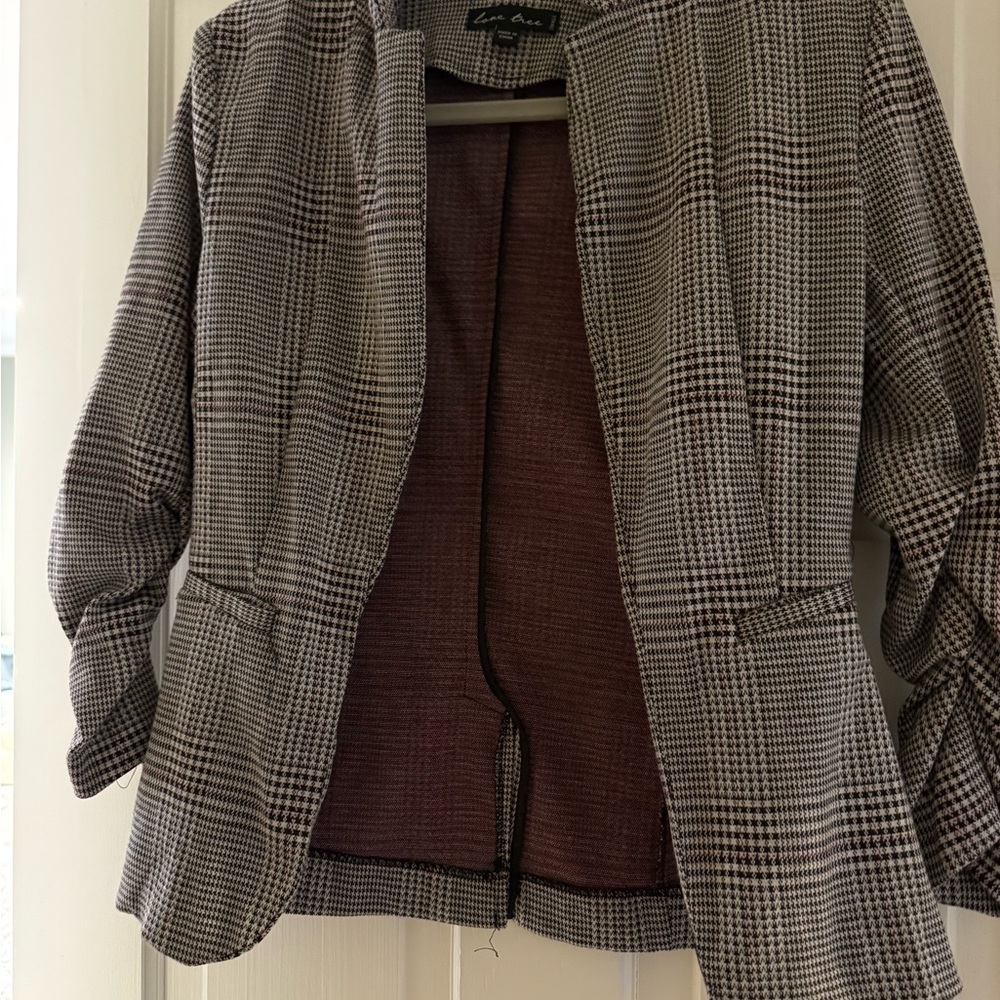 Love tree Black and White Checkered Blazer